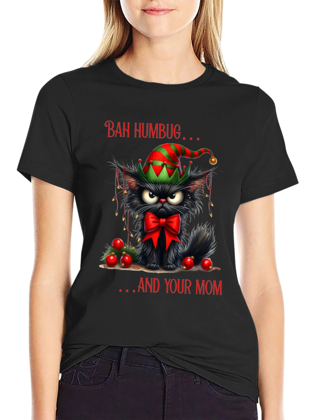 Bah Humbug Cat Christmas T-Shirt