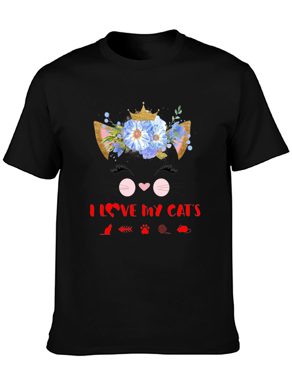 I Love My Cats Black T-Shirt