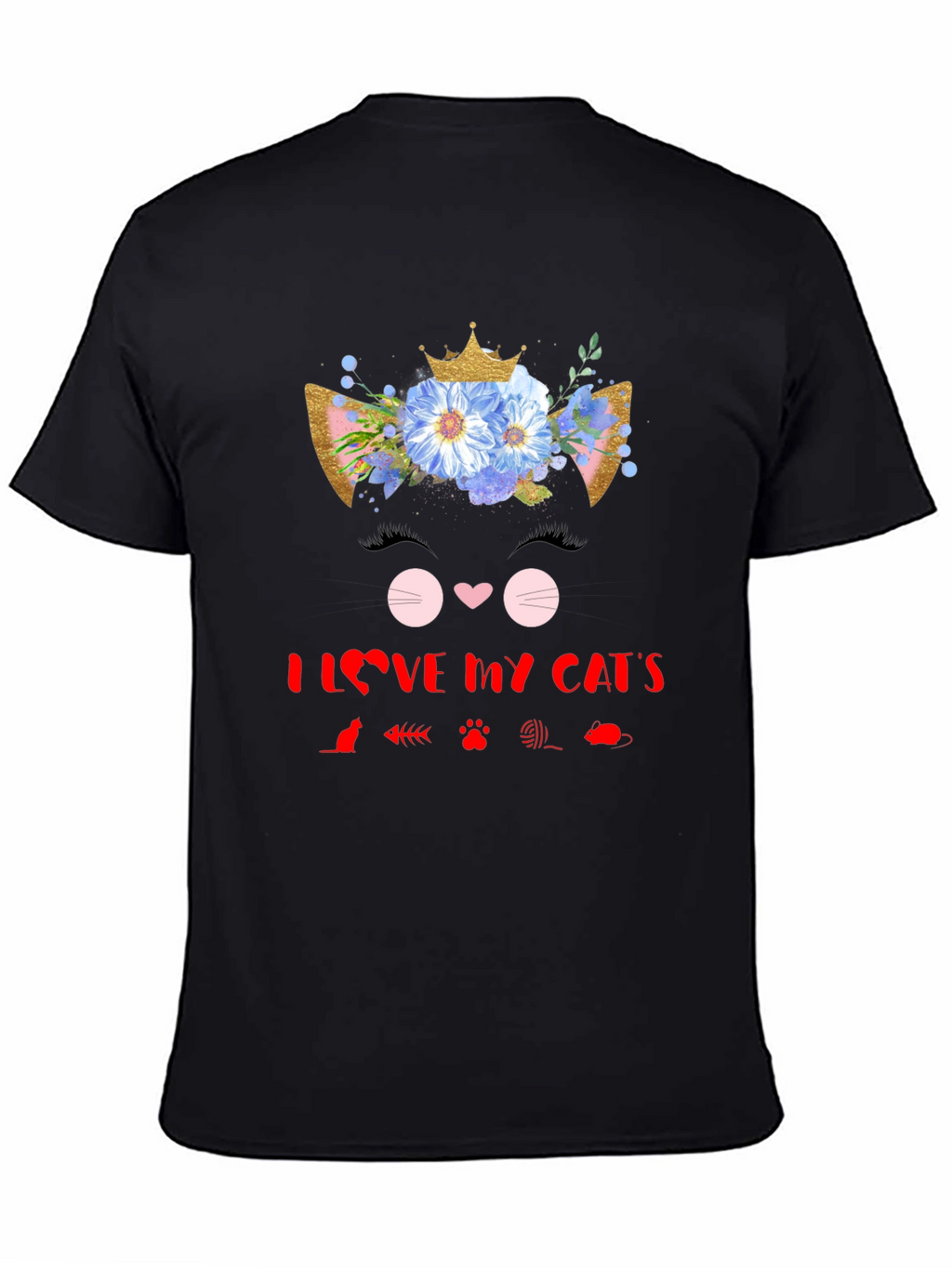 I Love My Cats Black T-Shirt