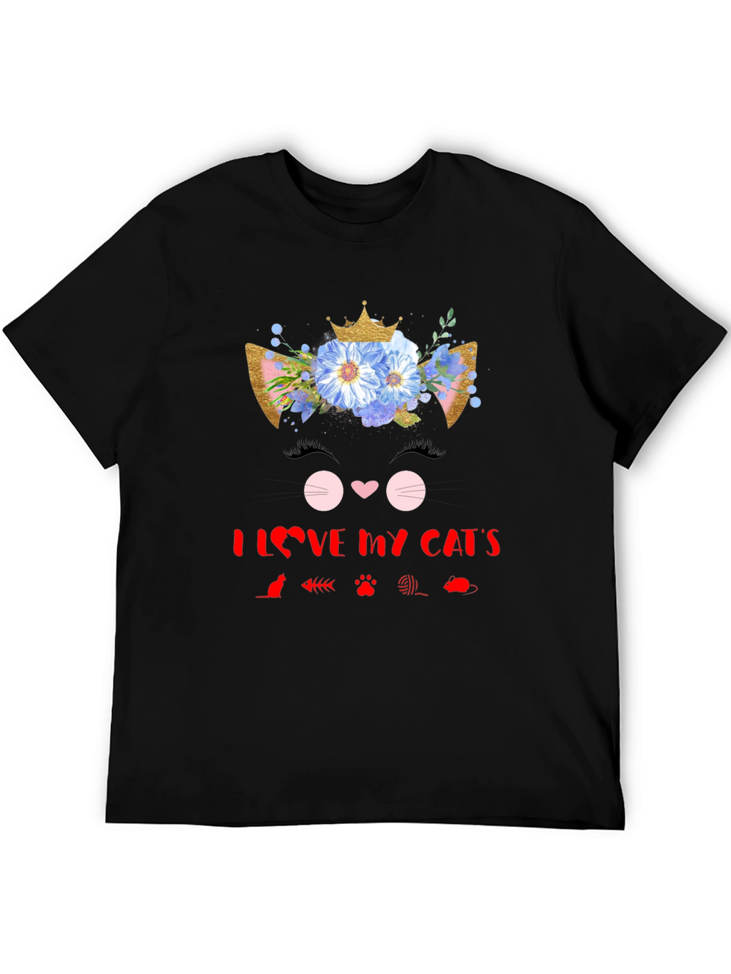 I Love My Cats Black T-Shirt
