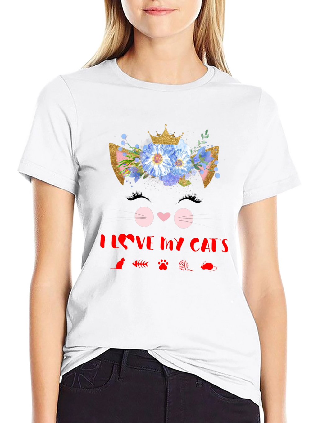 I Love My Cats Black T-Shirt