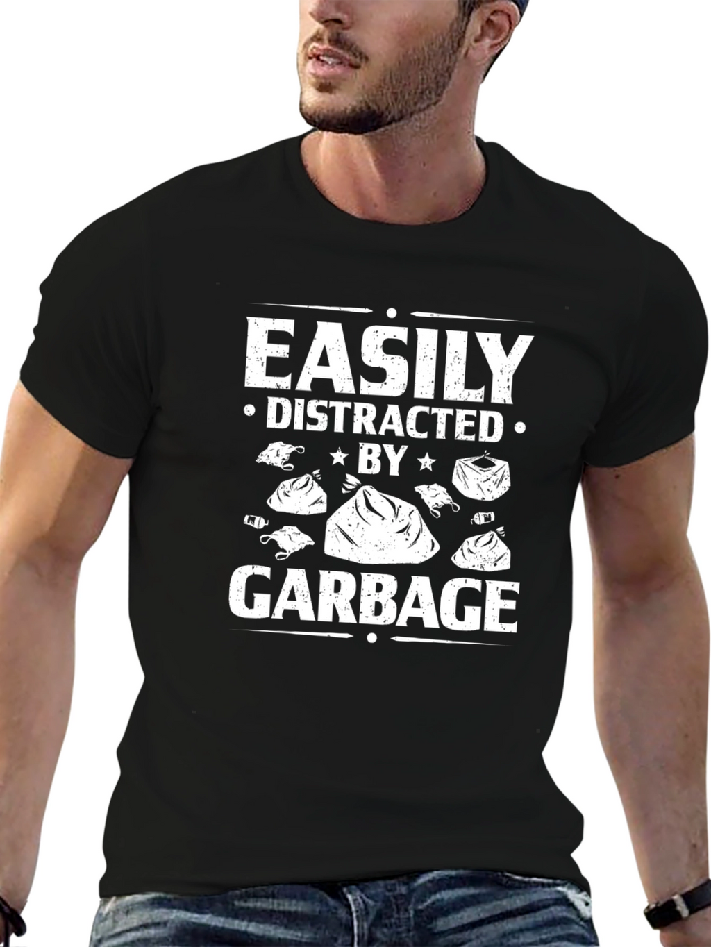 Easily Distracted by Garbage Black T-Shirt
