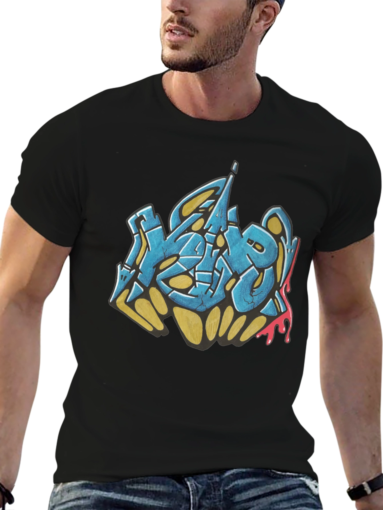 Urban Graffiti Graphic Black T-Shirt