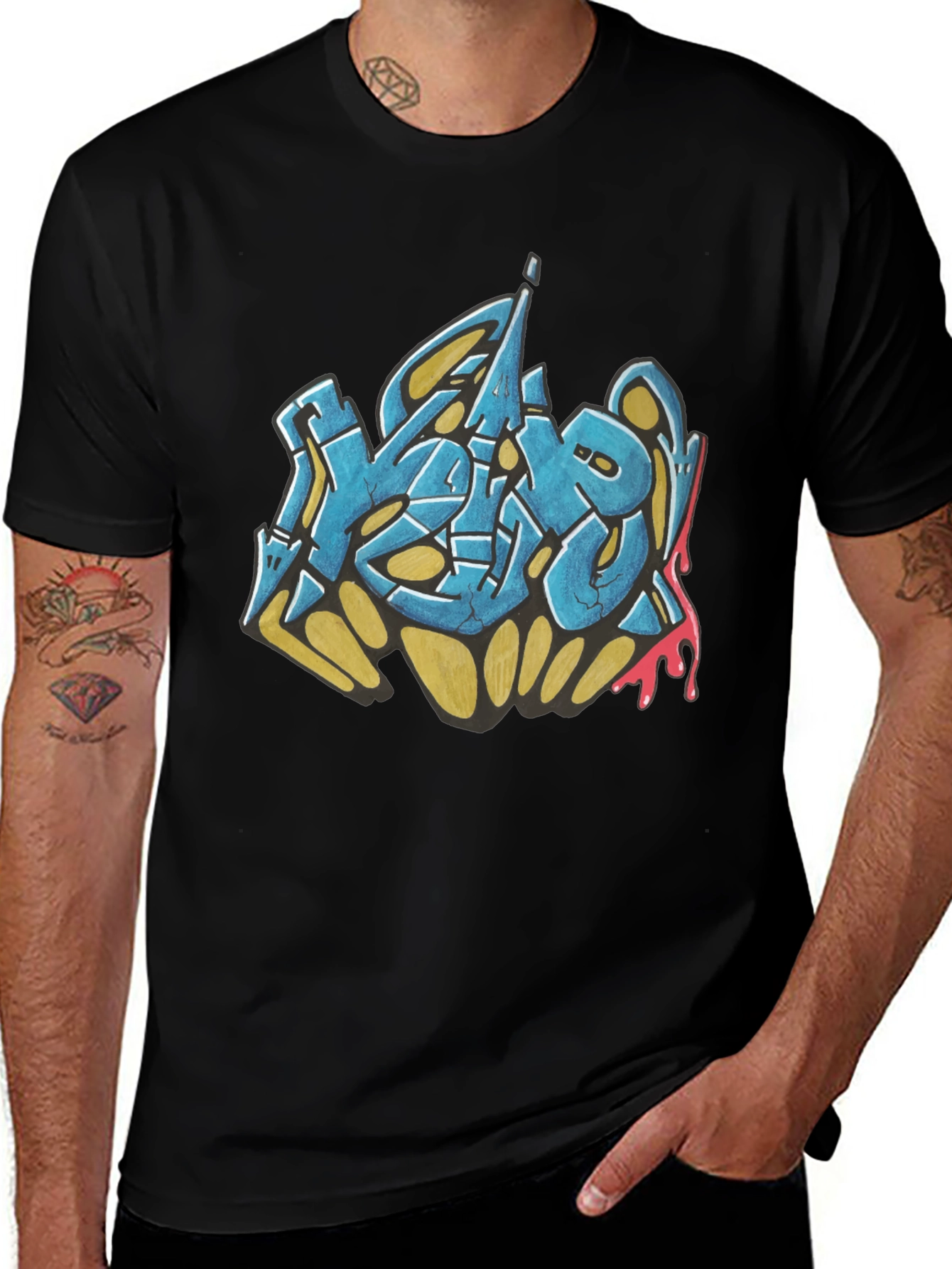 Urban Graffiti Graphic Black T-Shirt