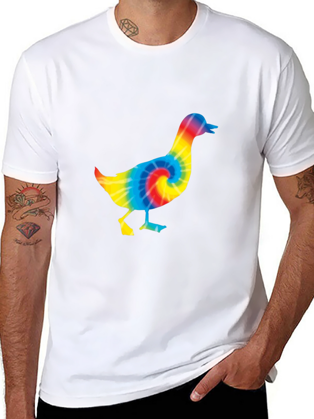 Tie Dye Duck T-Shirt - Black Cotton Tee