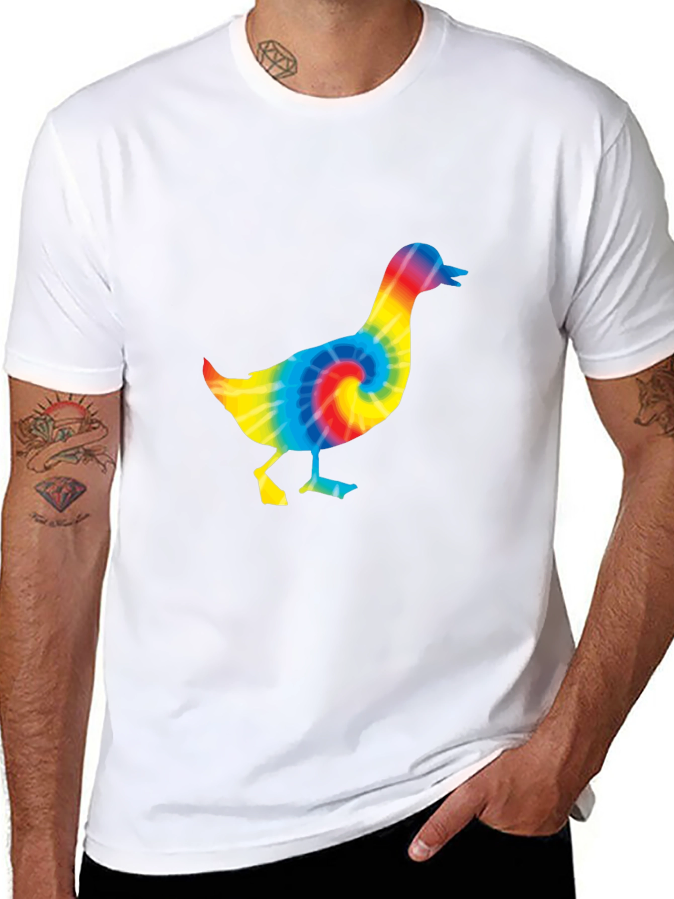 Tie Dye Duck T-Shirt - Black Cotton Tee