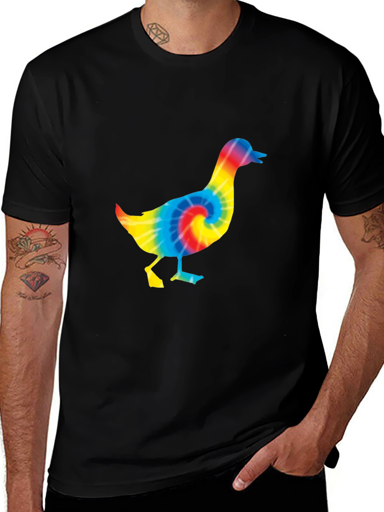 Tie Dye Duck T-Shirt - Black Cotton Tee
