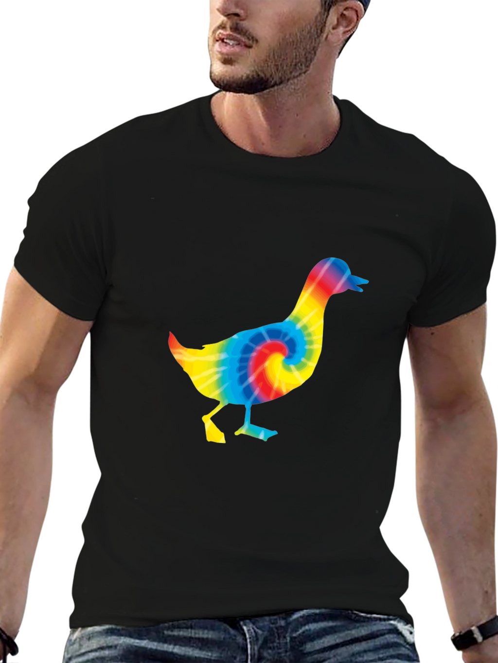 Tie Dye Duck T-Shirt - Black Cotton Tee
