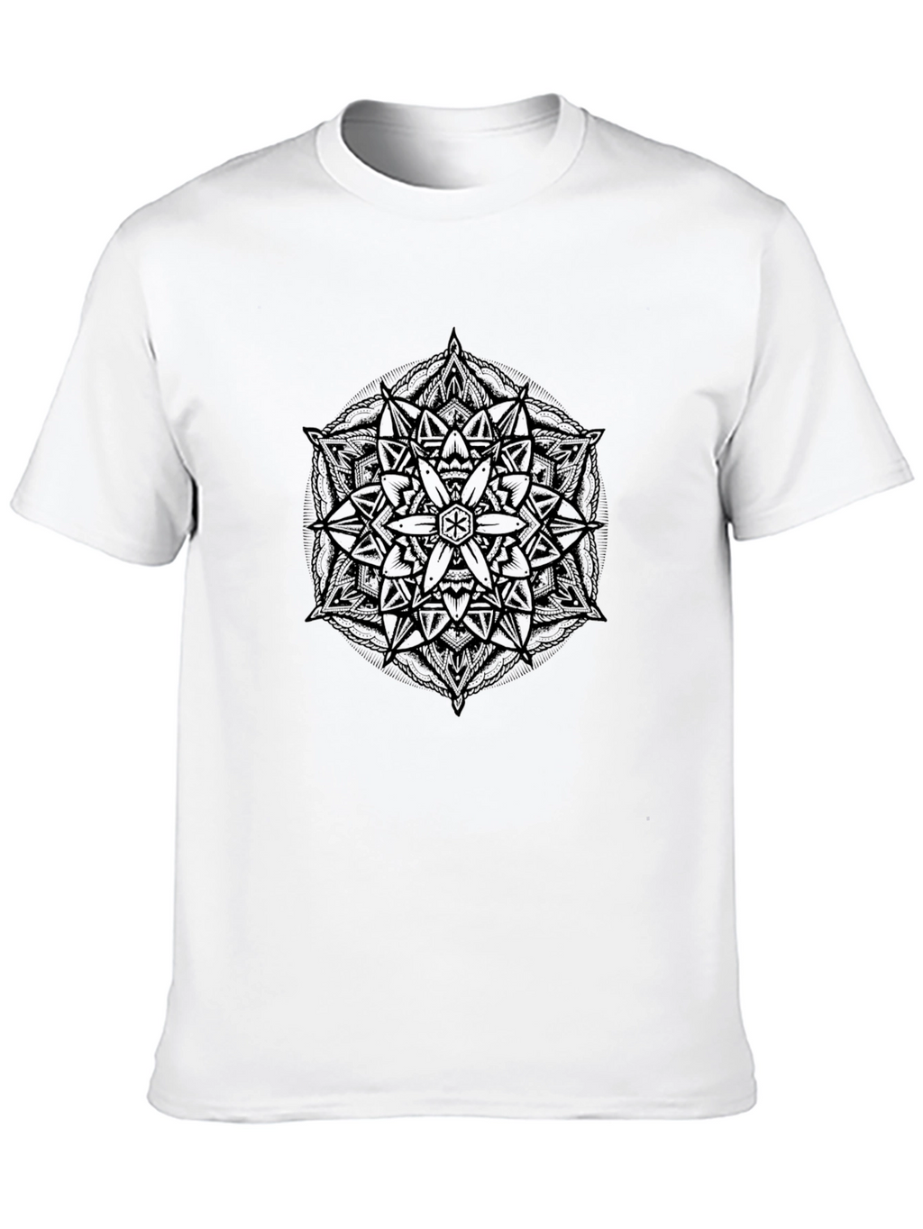 Geometric Mandala Graphic Black Tee