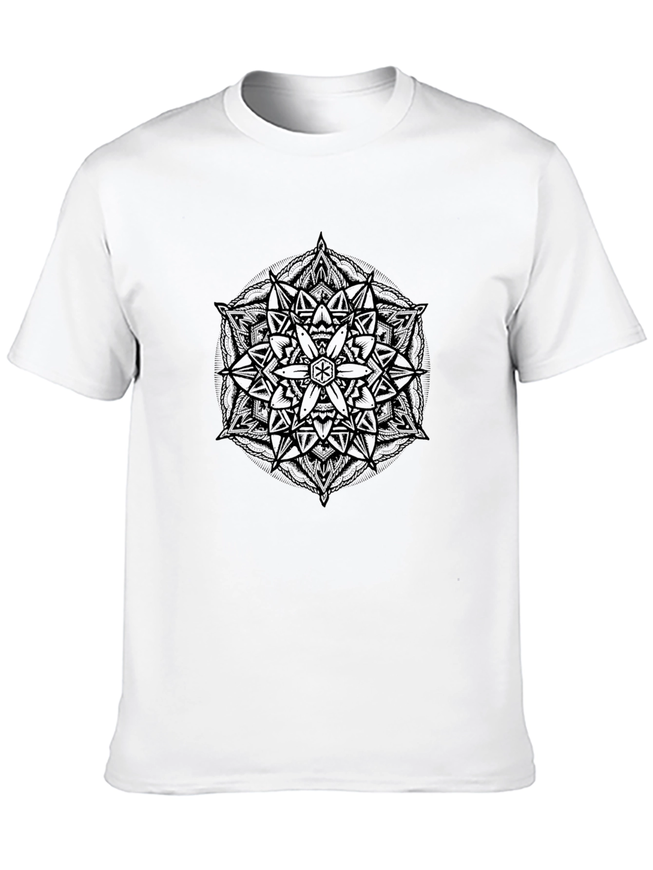 Geometric Mandala Graphic Black Tee