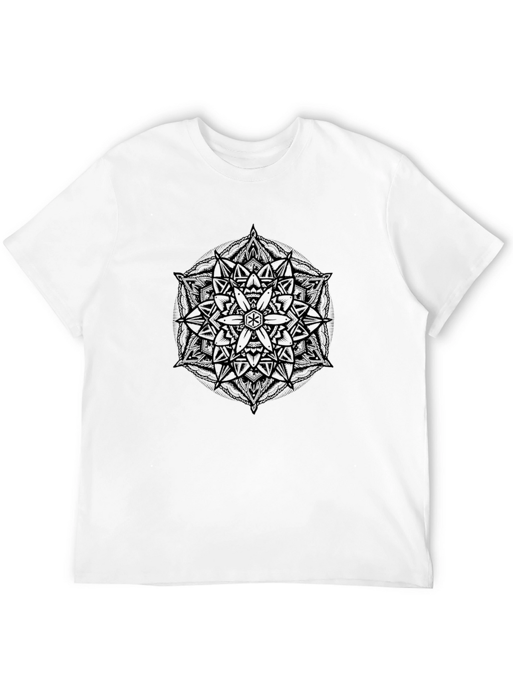 Geometric Mandala Graphic Black Tee
