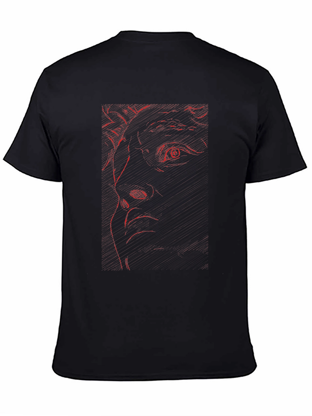 Red Art Face Black T-Shirt