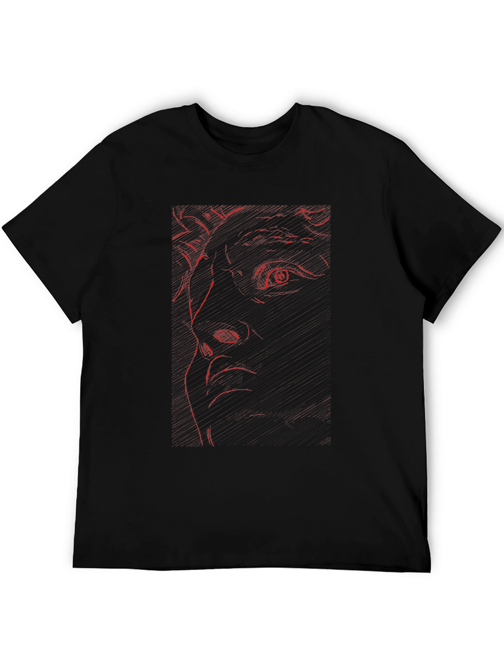 Red Art Face Black T-Shirt