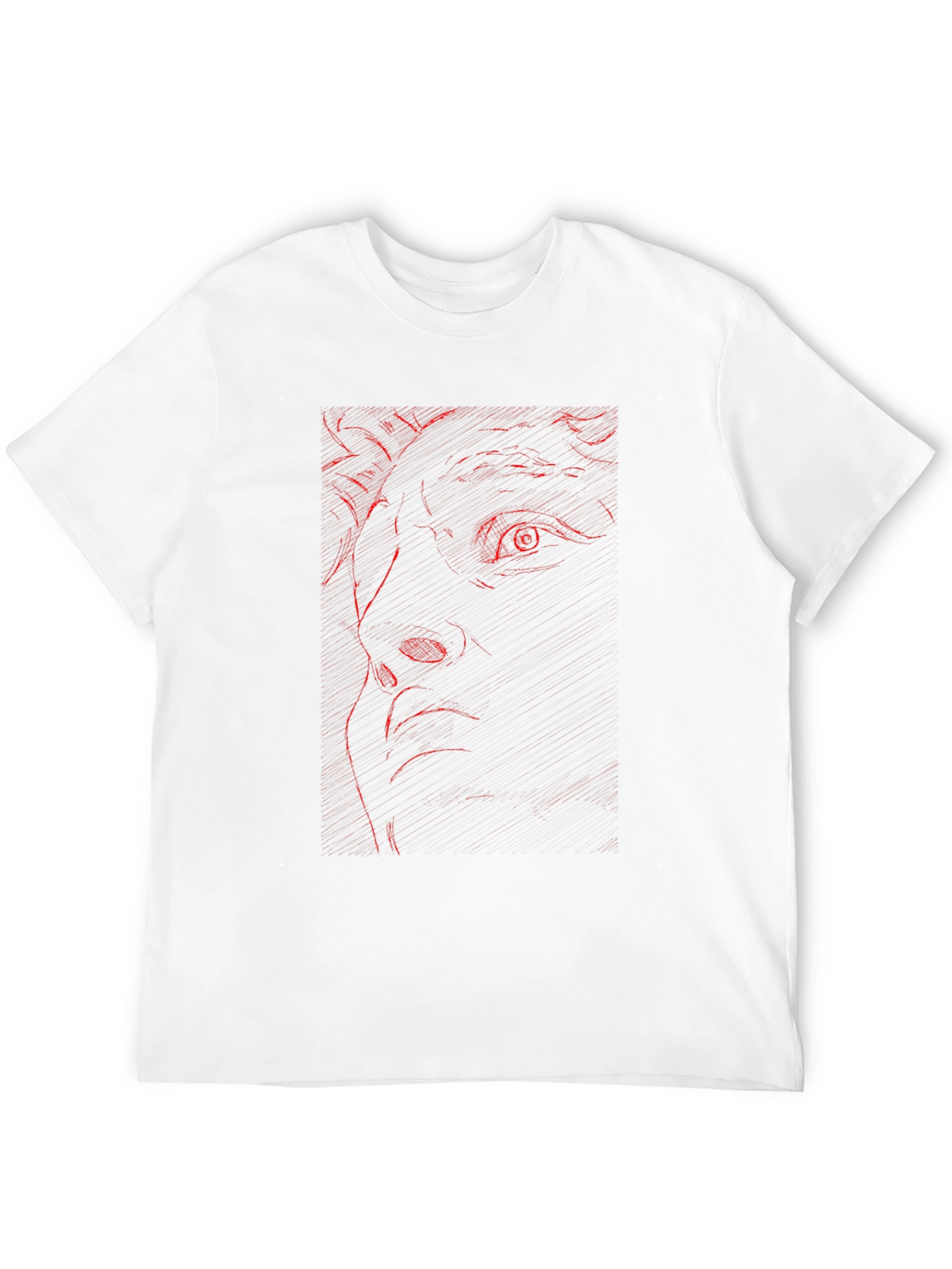 Red Art Face Black T-Shirt