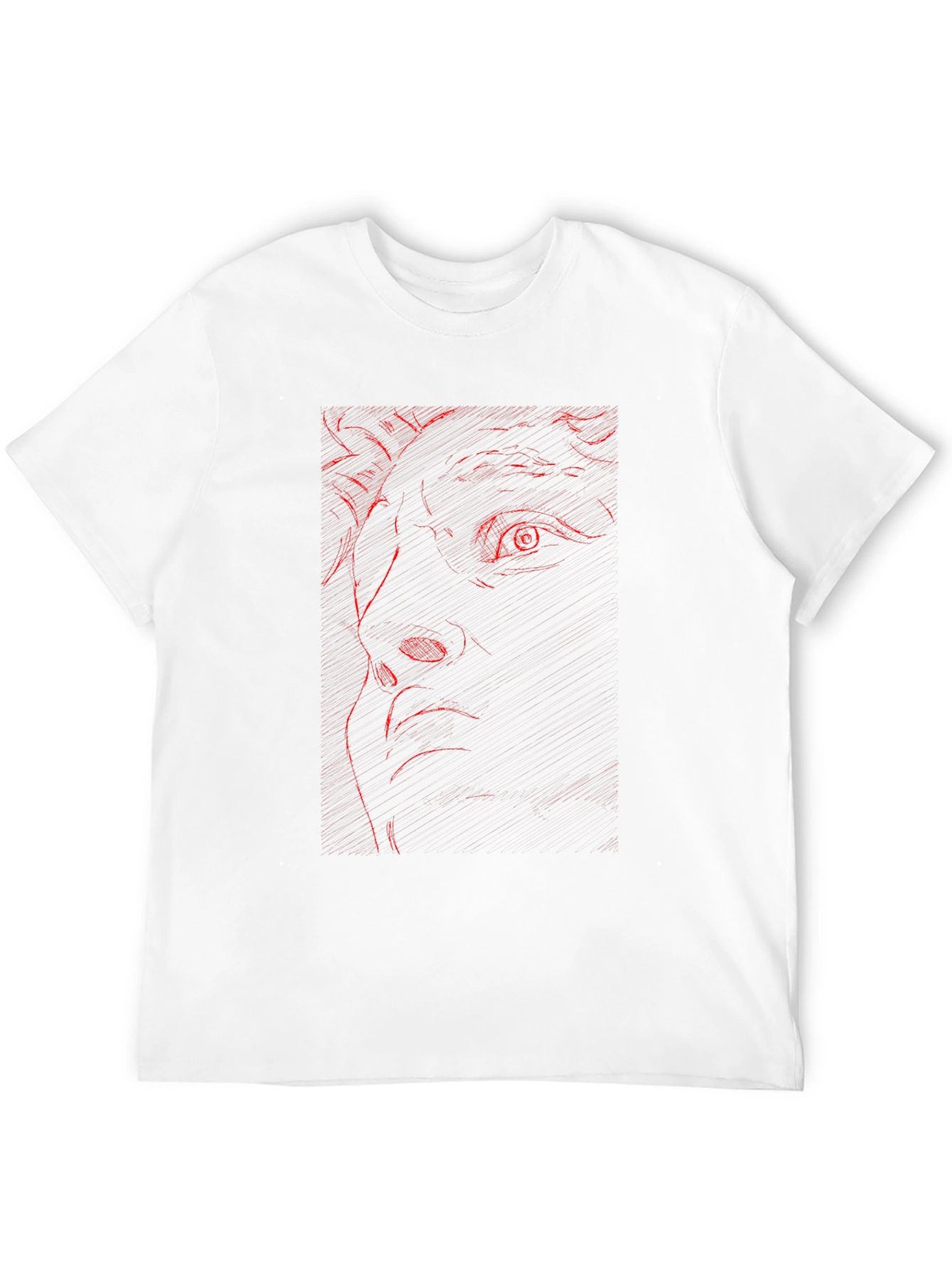 Red Art Face Black T-Shirt