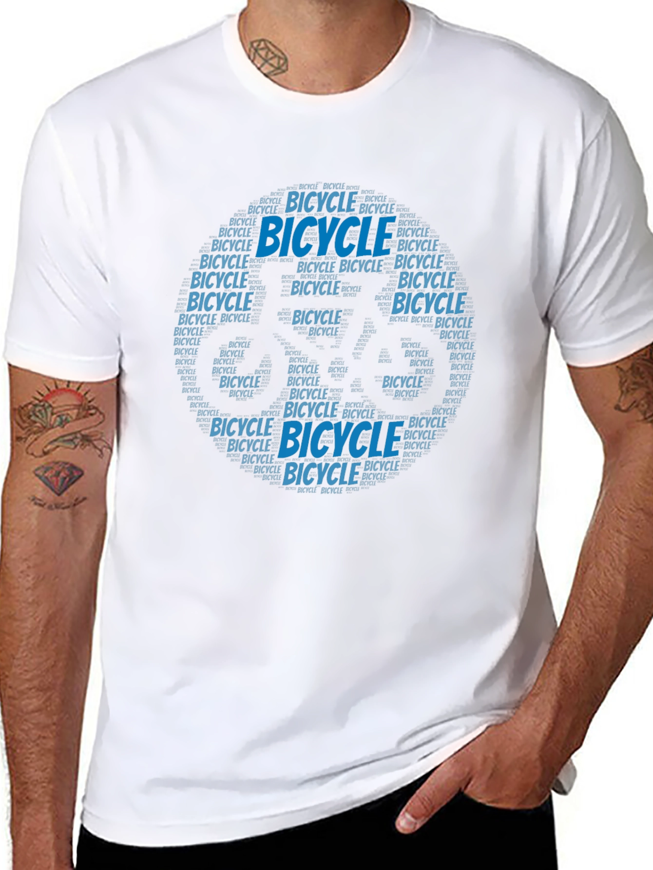 Bicycle Word Art Graphic T-Shirt