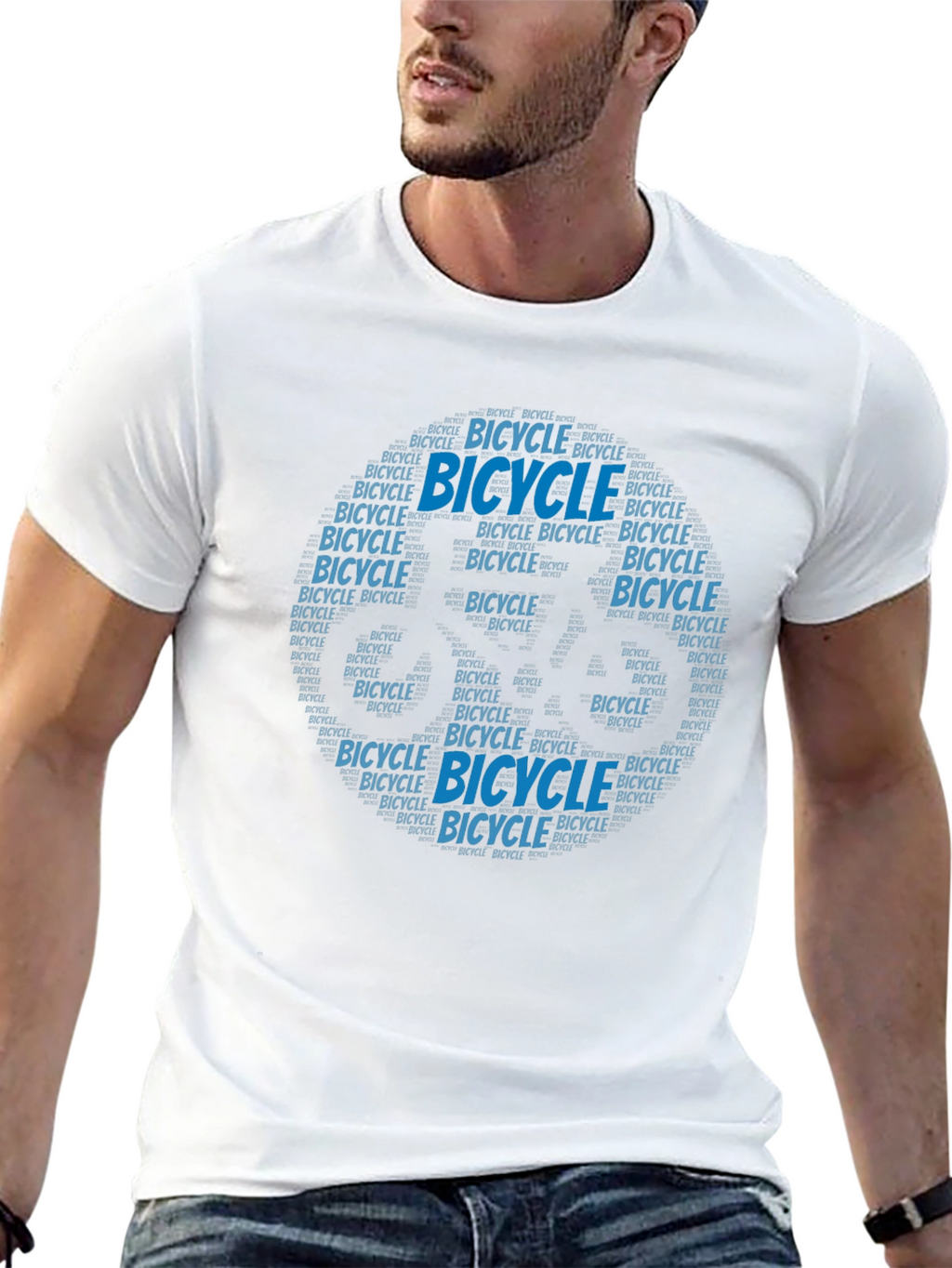 Bicycle Word Art Graphic T-Shirt