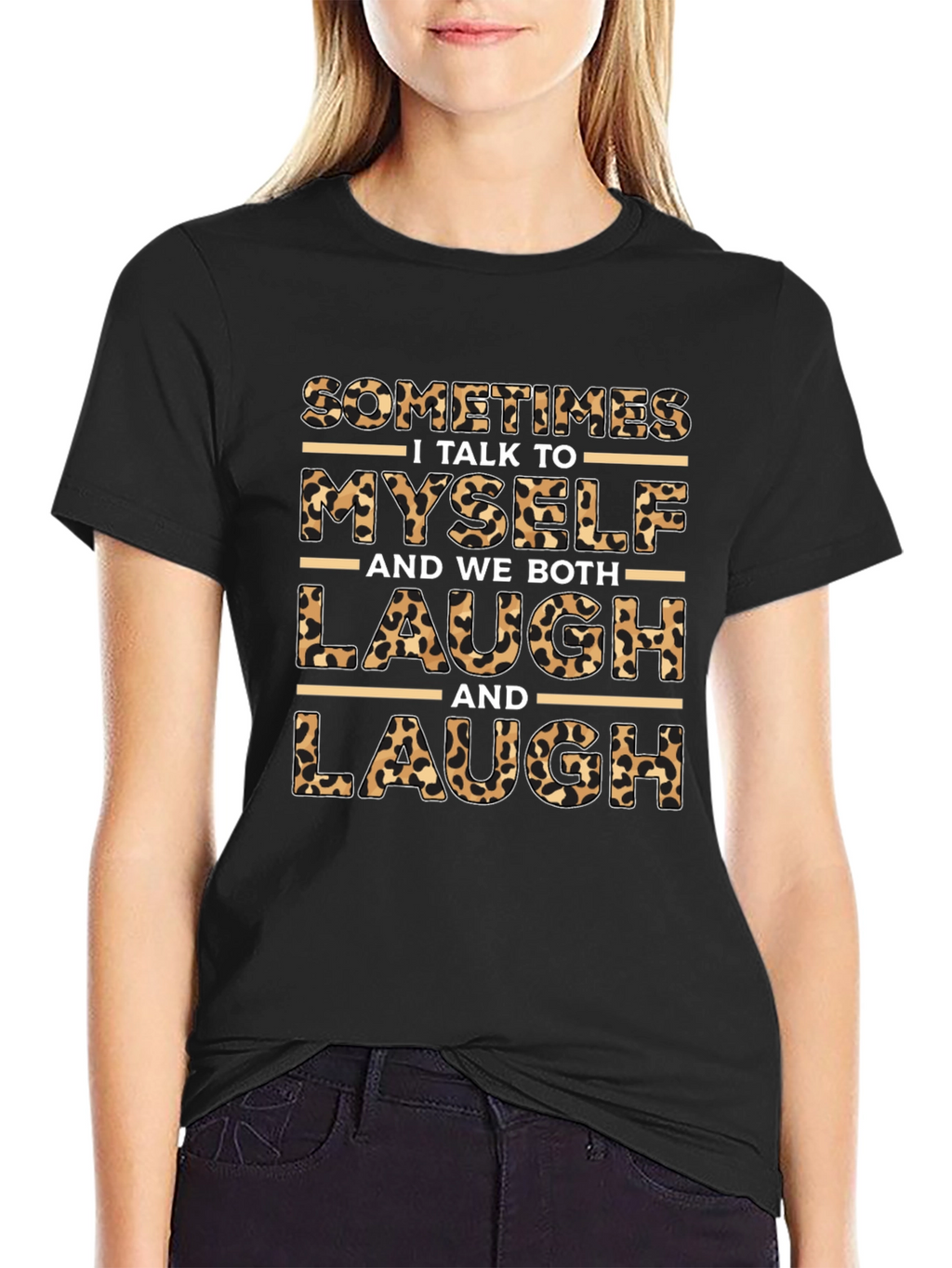 Leopard Print I Talk to Myself Graphic T-Shirt