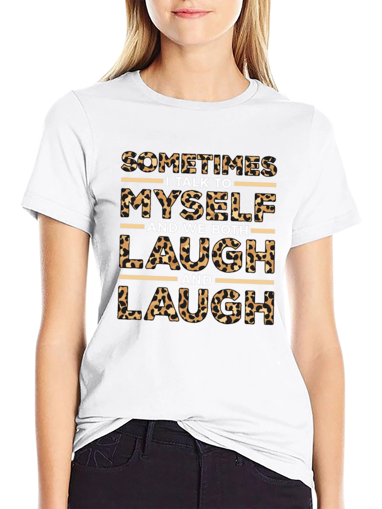 Leopard Print I Talk to Myself Graphic T-Shirt