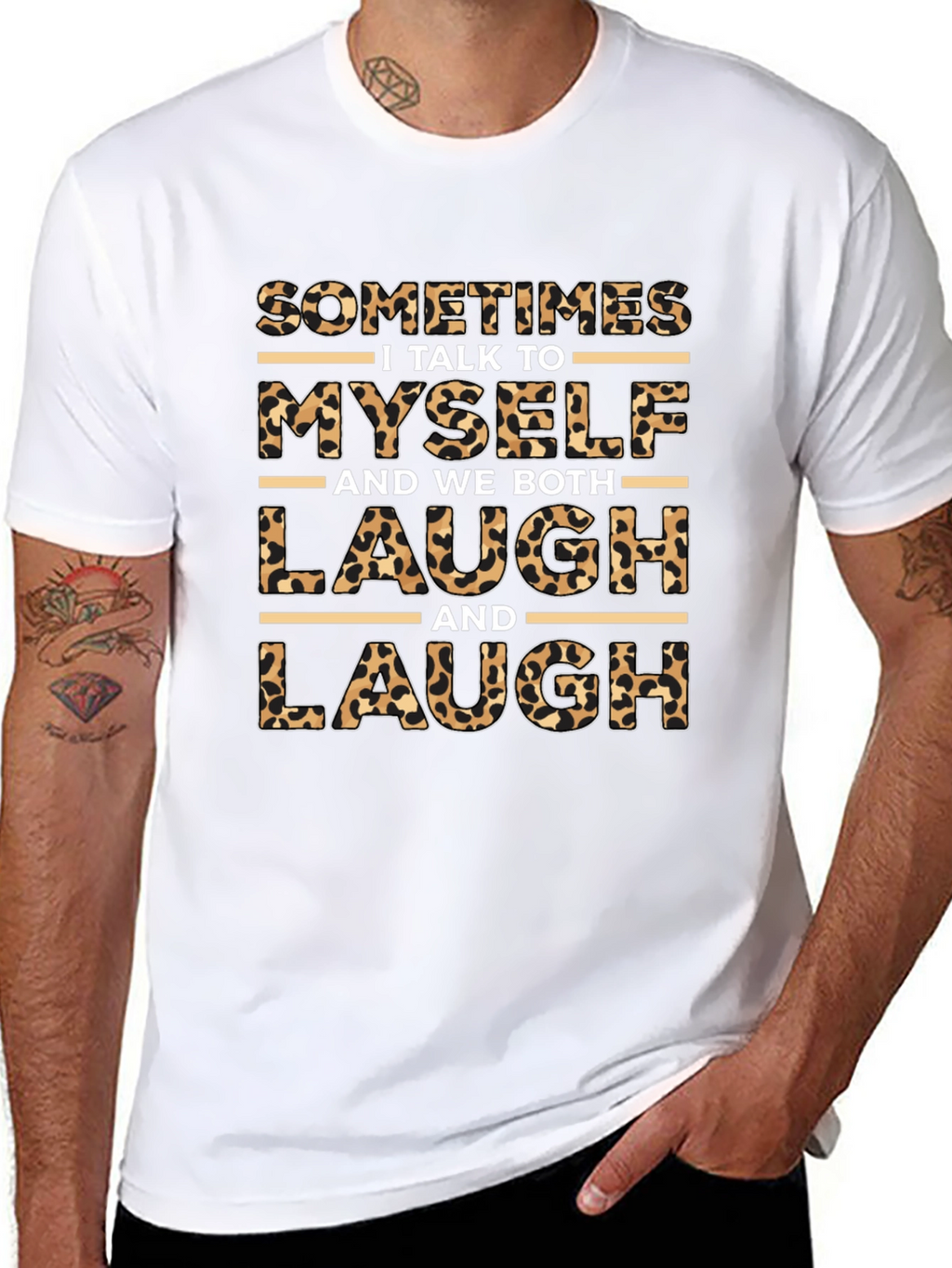 Leopard Print I Talk to Myself Graphic T-Shirt