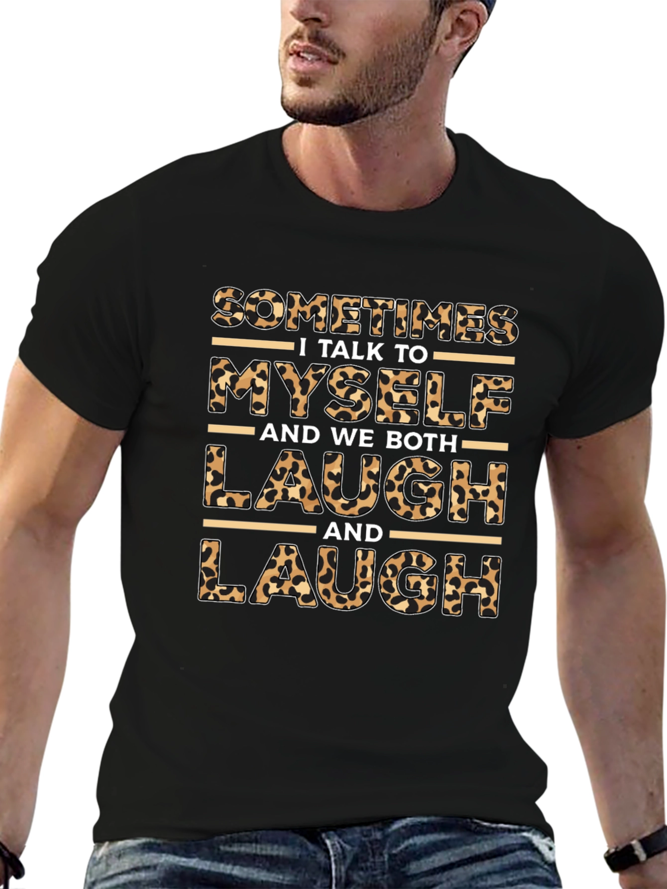 Leopard Print I Talk to Myself Graphic T-Shirt