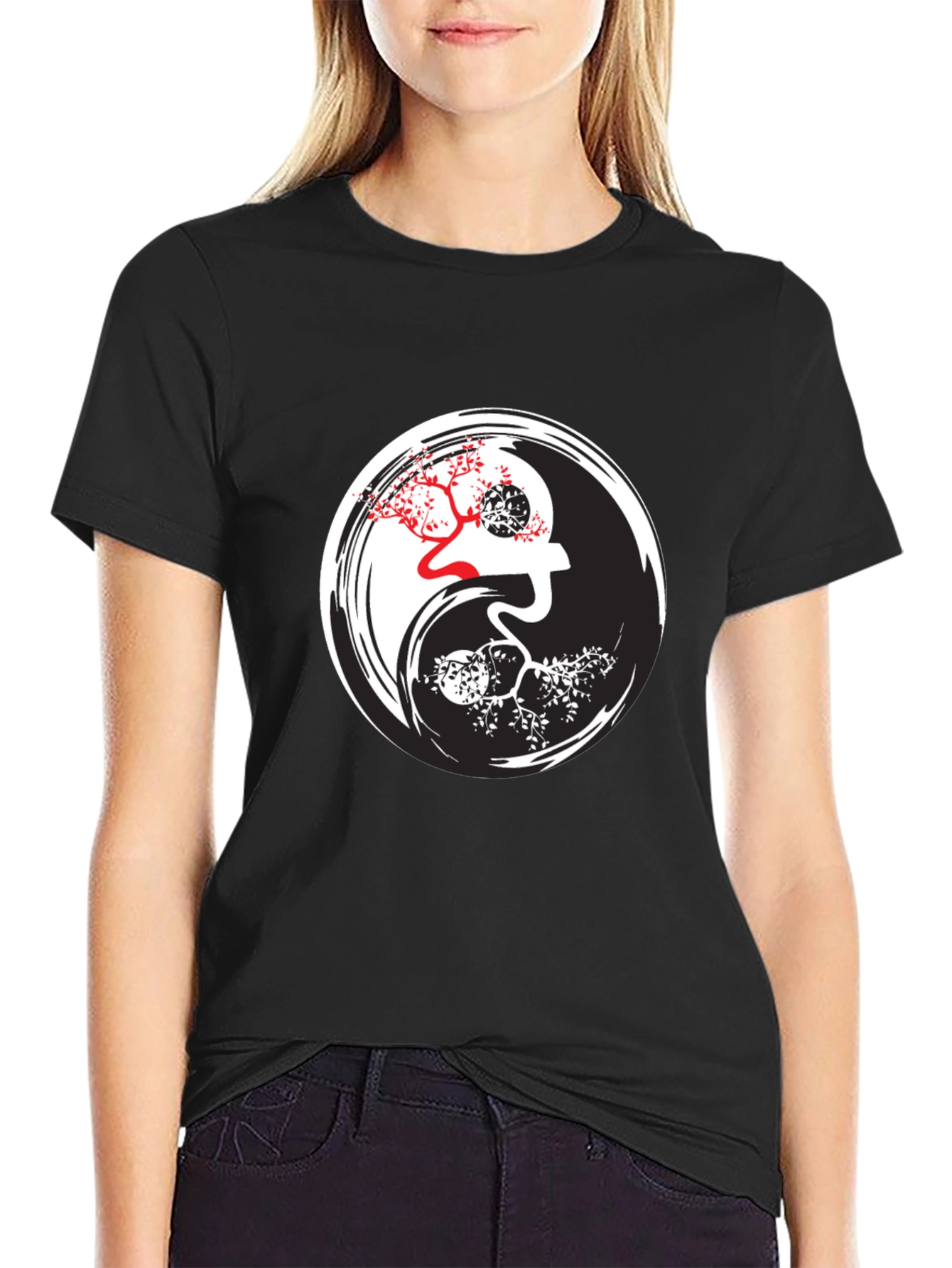 Yin Yang Tree Graphic T-Shirt - Balance Style