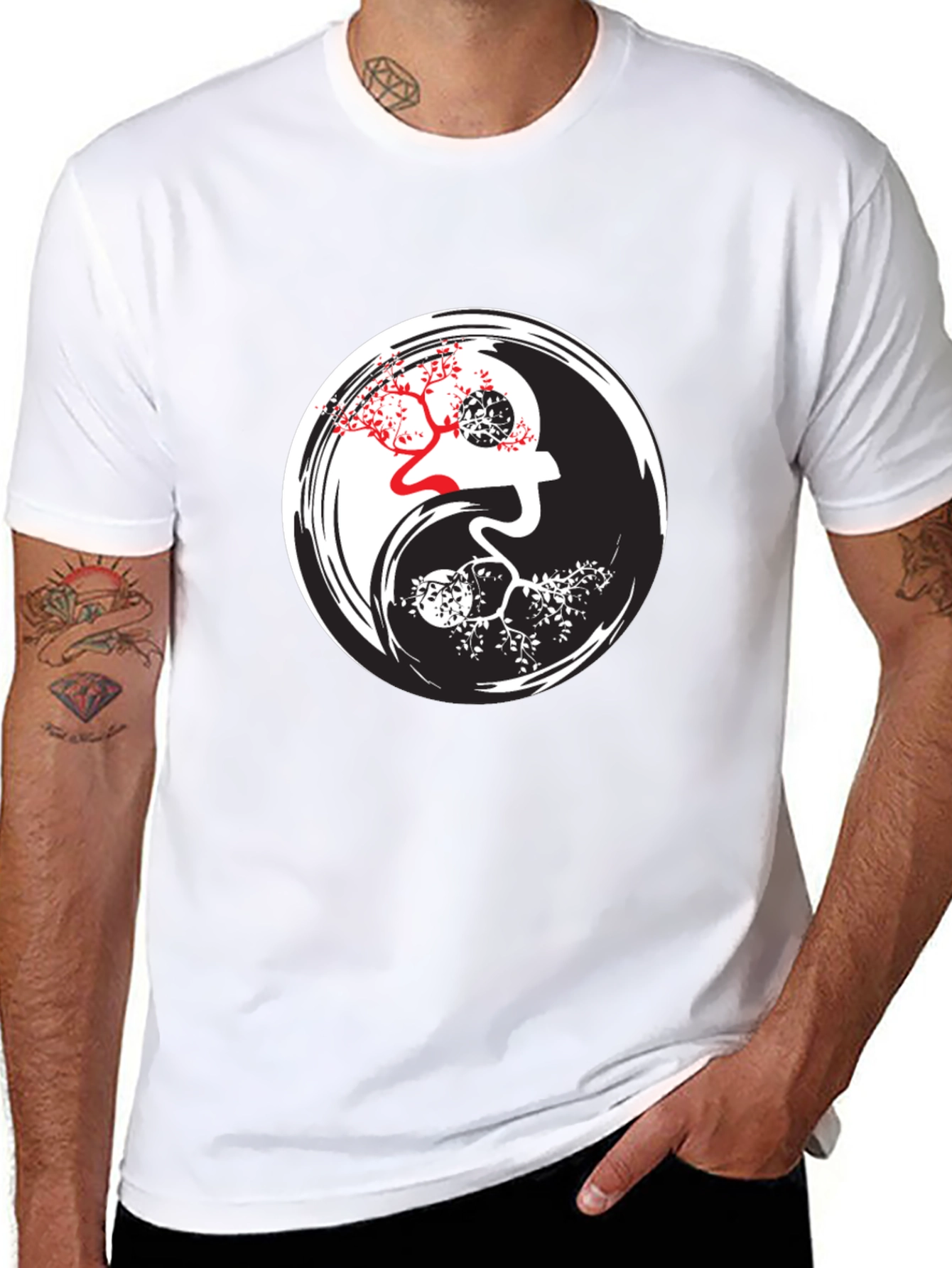 Yin Yang Tree Graphic T-Shirt - Balance Style