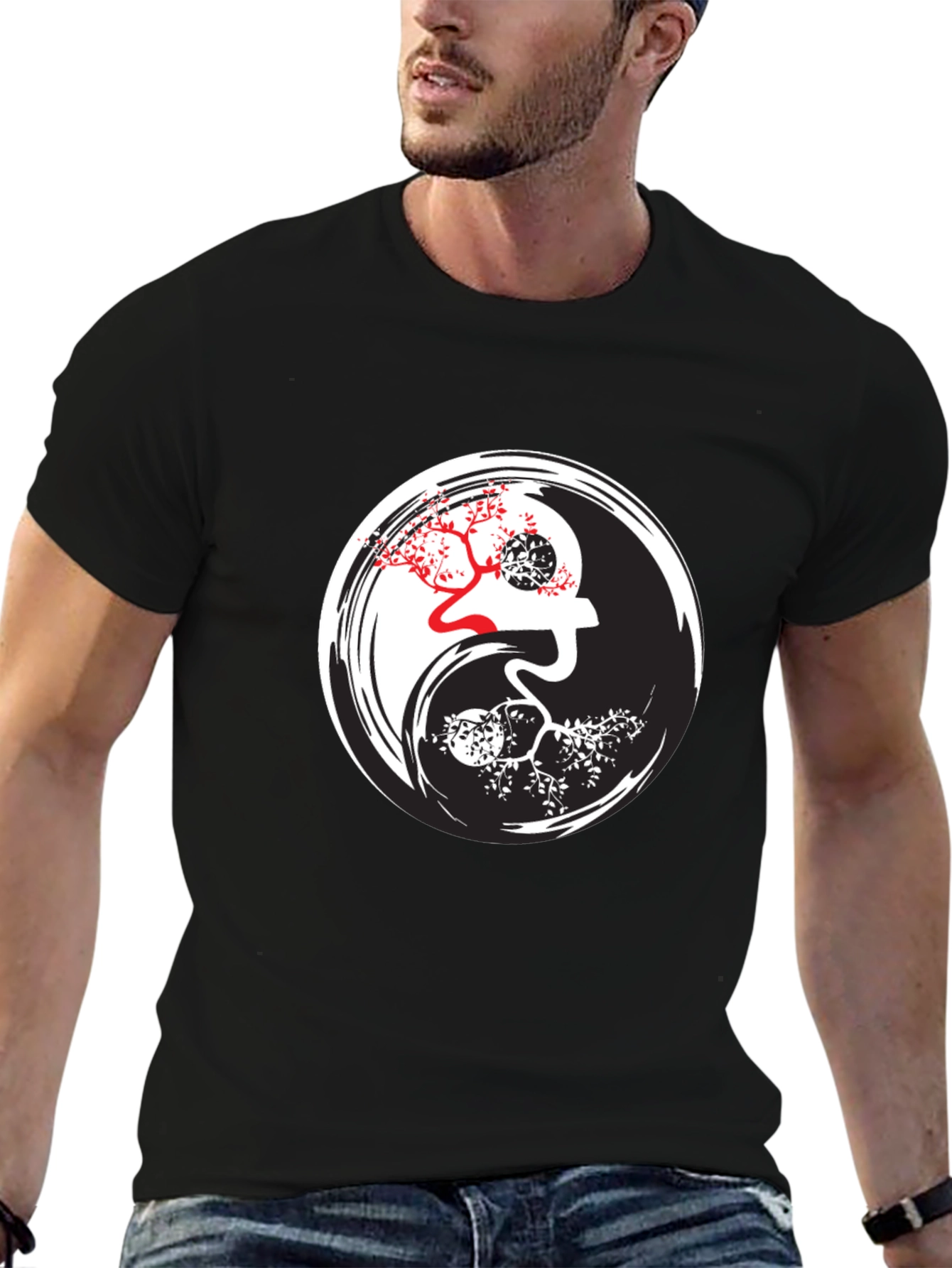 Yin Yang Tree Graphic T-Shirt - Balance Style