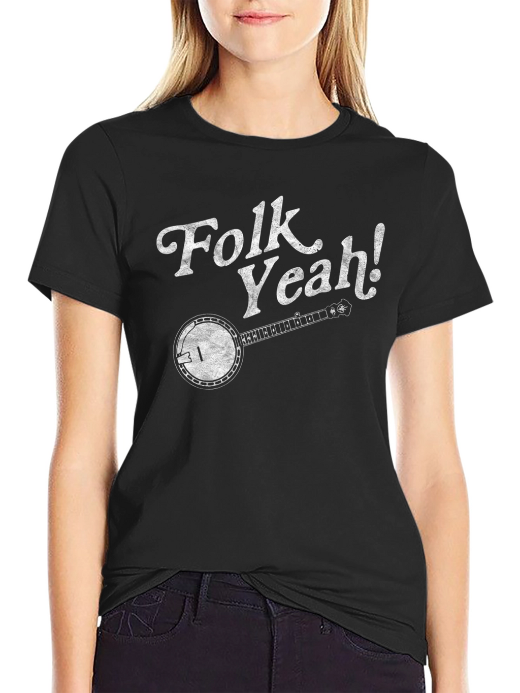 Folk Yeah! Banjo Graphic Tee - Black