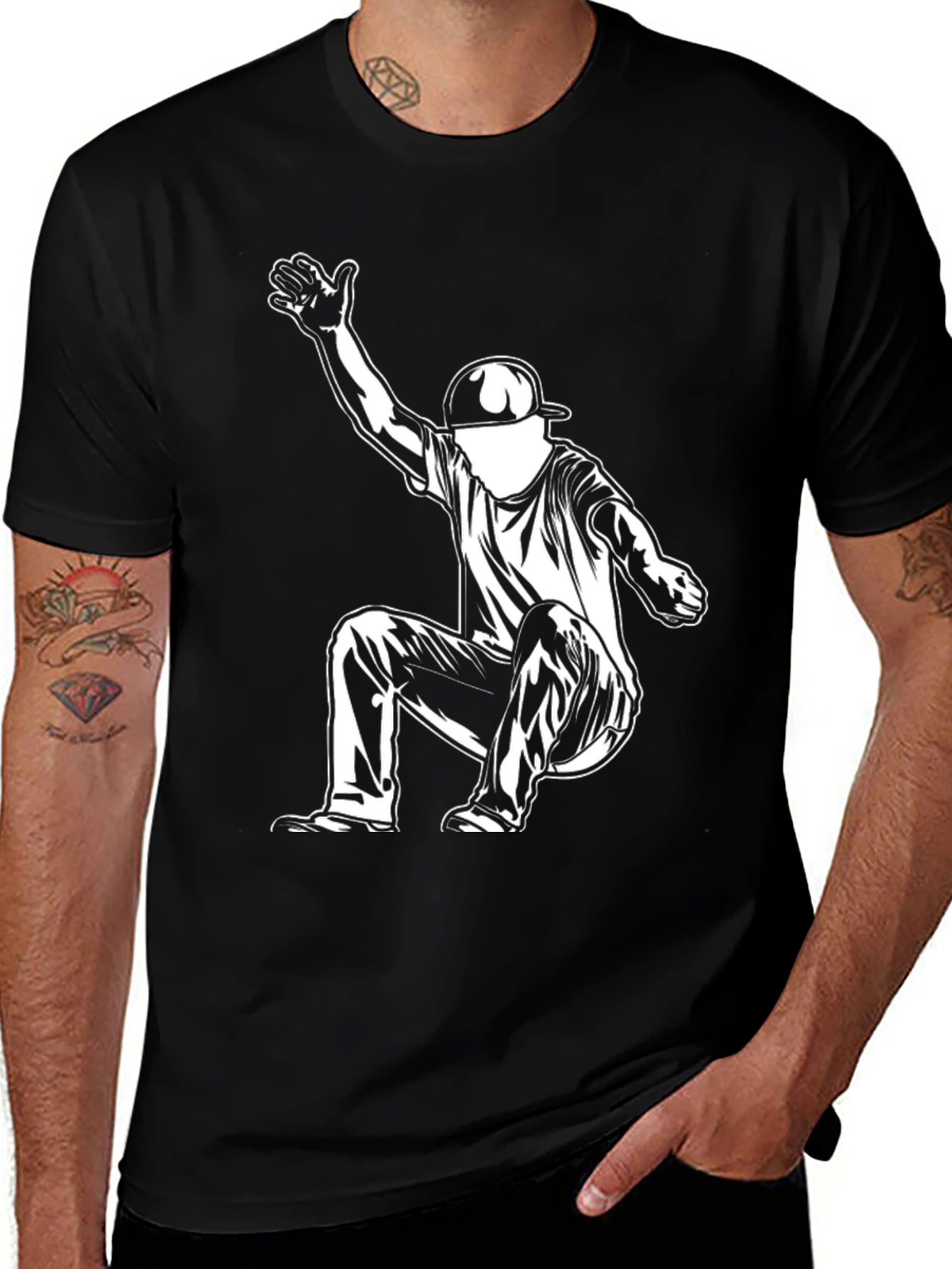 Cool Skater Graphic Tee - Black