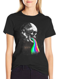 Skull Moon Rainbow Vomit Black T-Shirt
