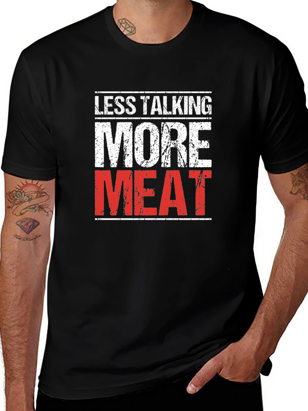 Less Talking More Meat Black T-Shirt