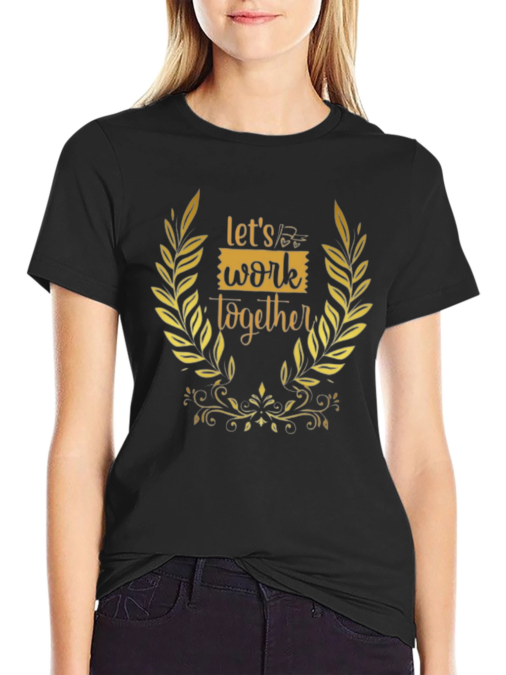 Lets Work Together Graphic Tee - Black