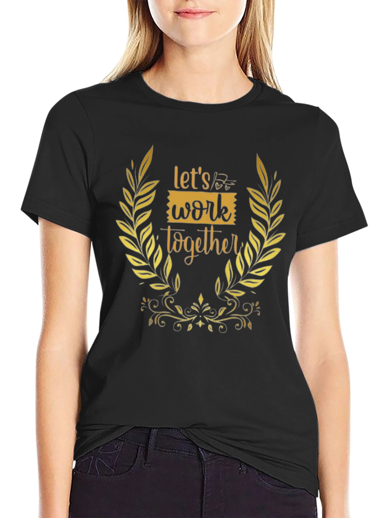 Lets Work Together Graphic Tee - Black