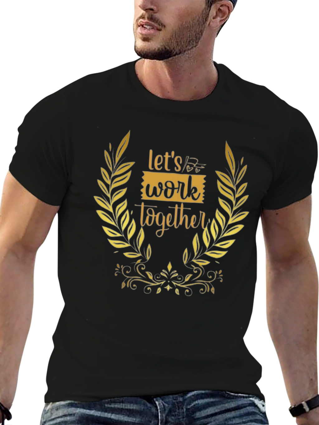 Lets Work Together Graphic Tee - Black