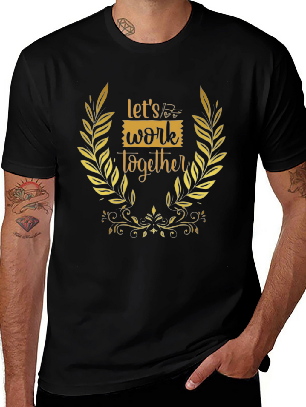 Lets Work Together Graphic Tee - Black