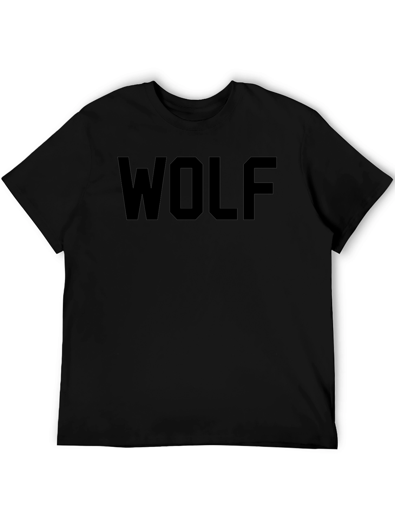 Mens Black WOLF Graphic Crew Neck T-Shirt