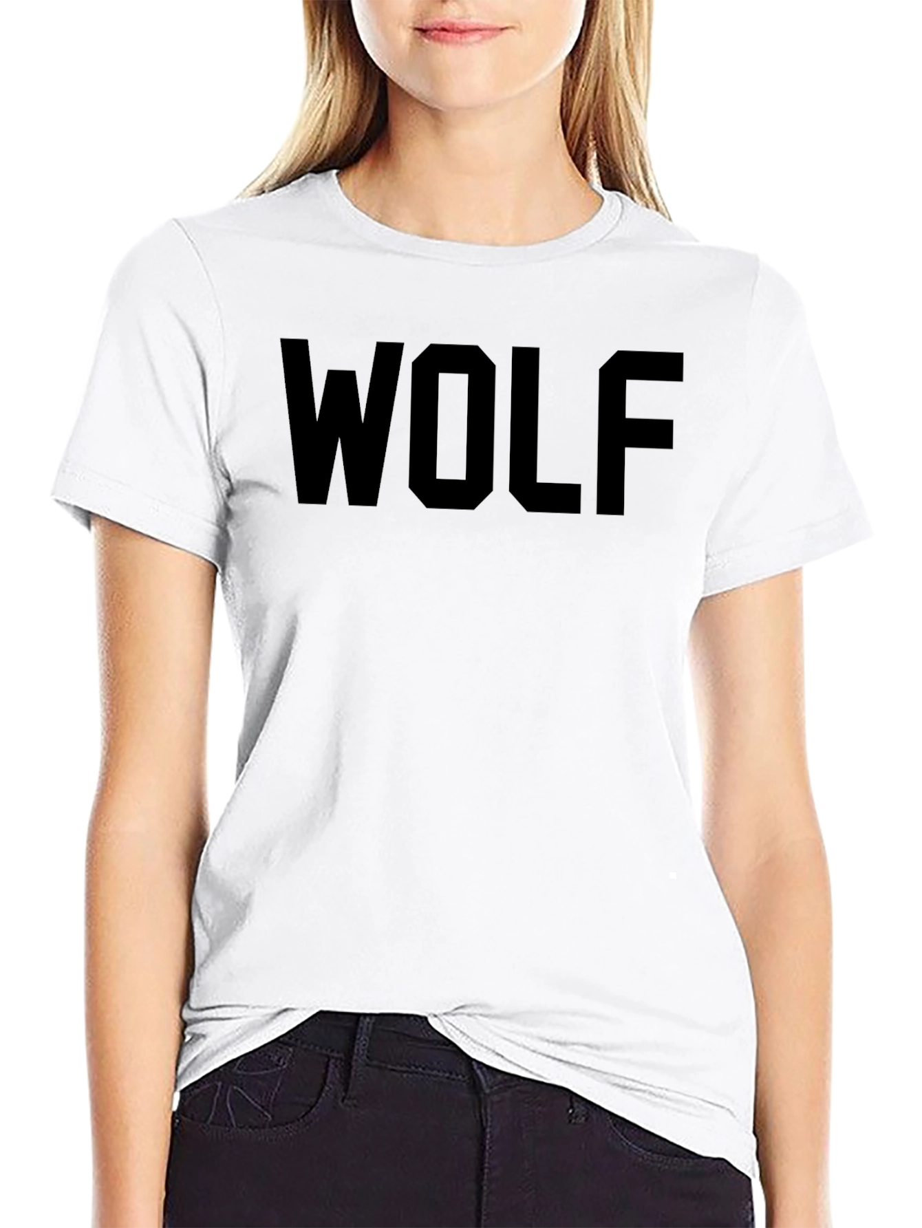 Mens Black WOLF Graphic Crew Neck T-Shirt