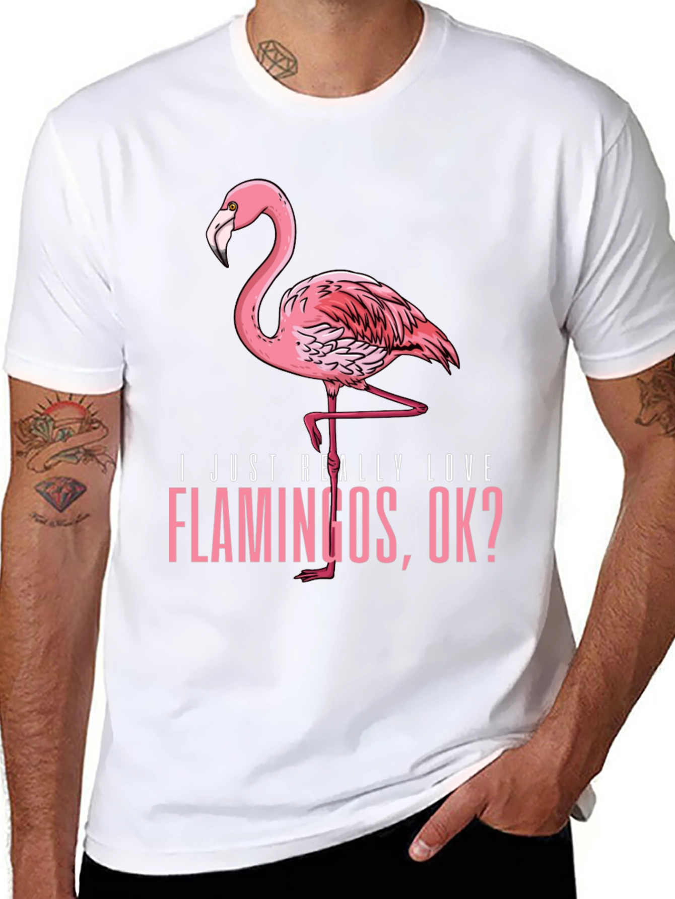 Funny Flamingo Graphic Tee - I Just Really Love Flamingos OK?