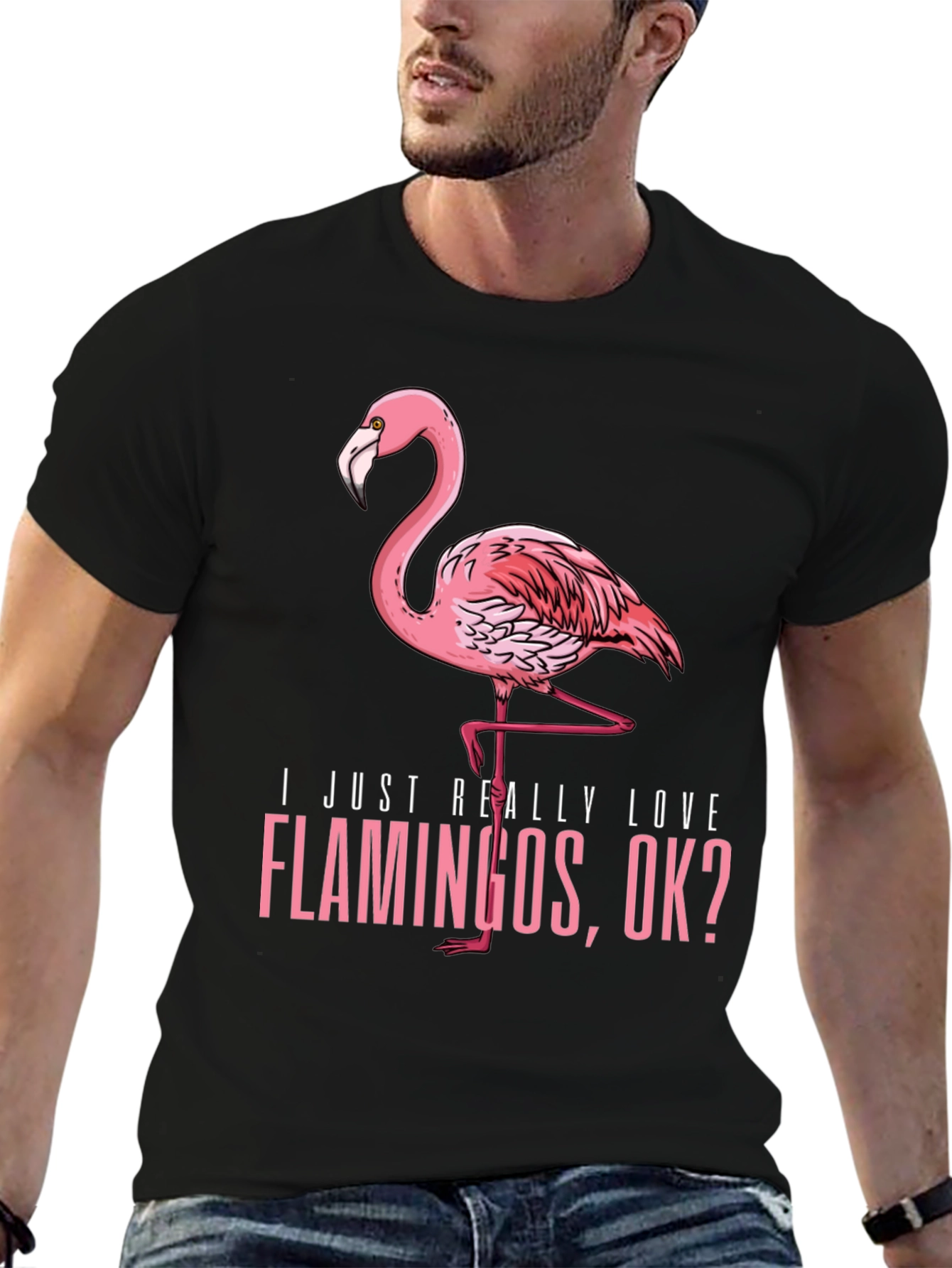 Funny Flamingo Graphic Tee - I Just Really Love Flamingos OK?