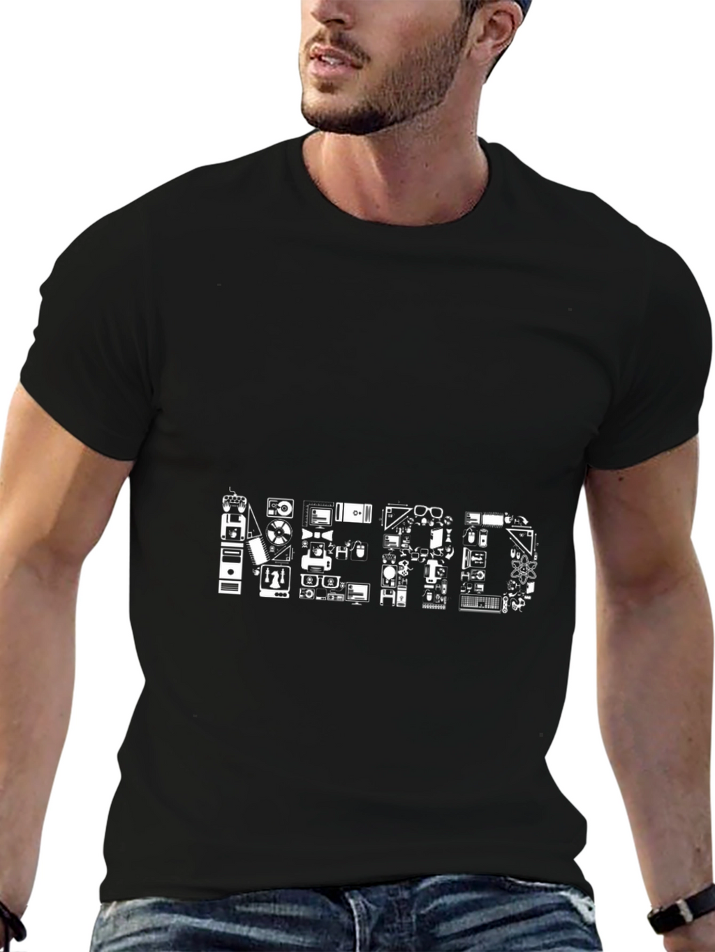 Nerd Graphic T-Shirt - Black Cotton Tee