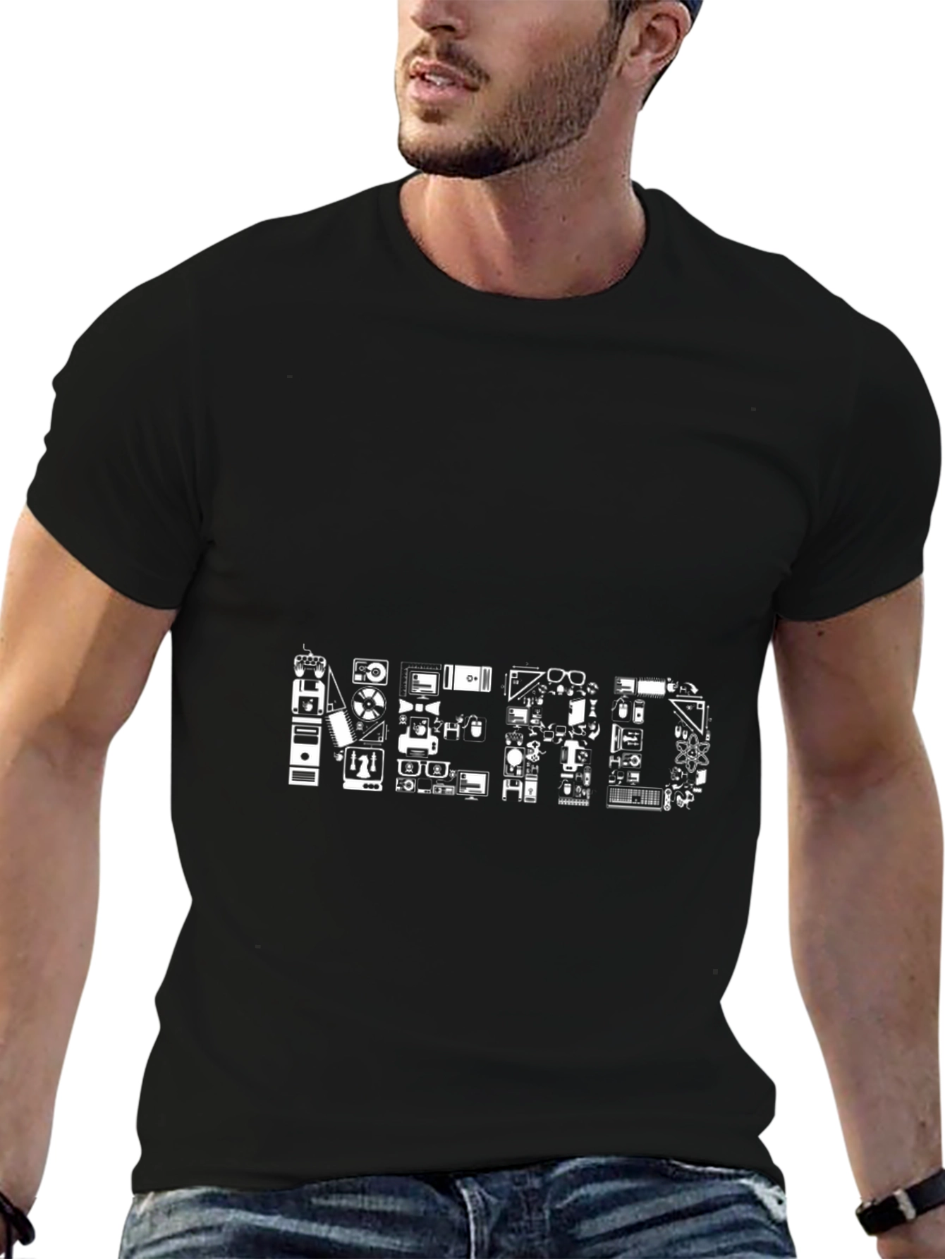 Nerd Graphic T-Shirt - Black Cotton Tee