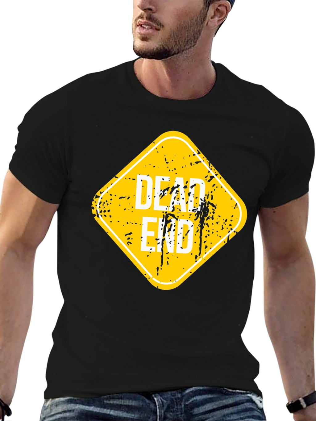 Dead End Sign Graphic T-Shirt - Black Cotton Tee