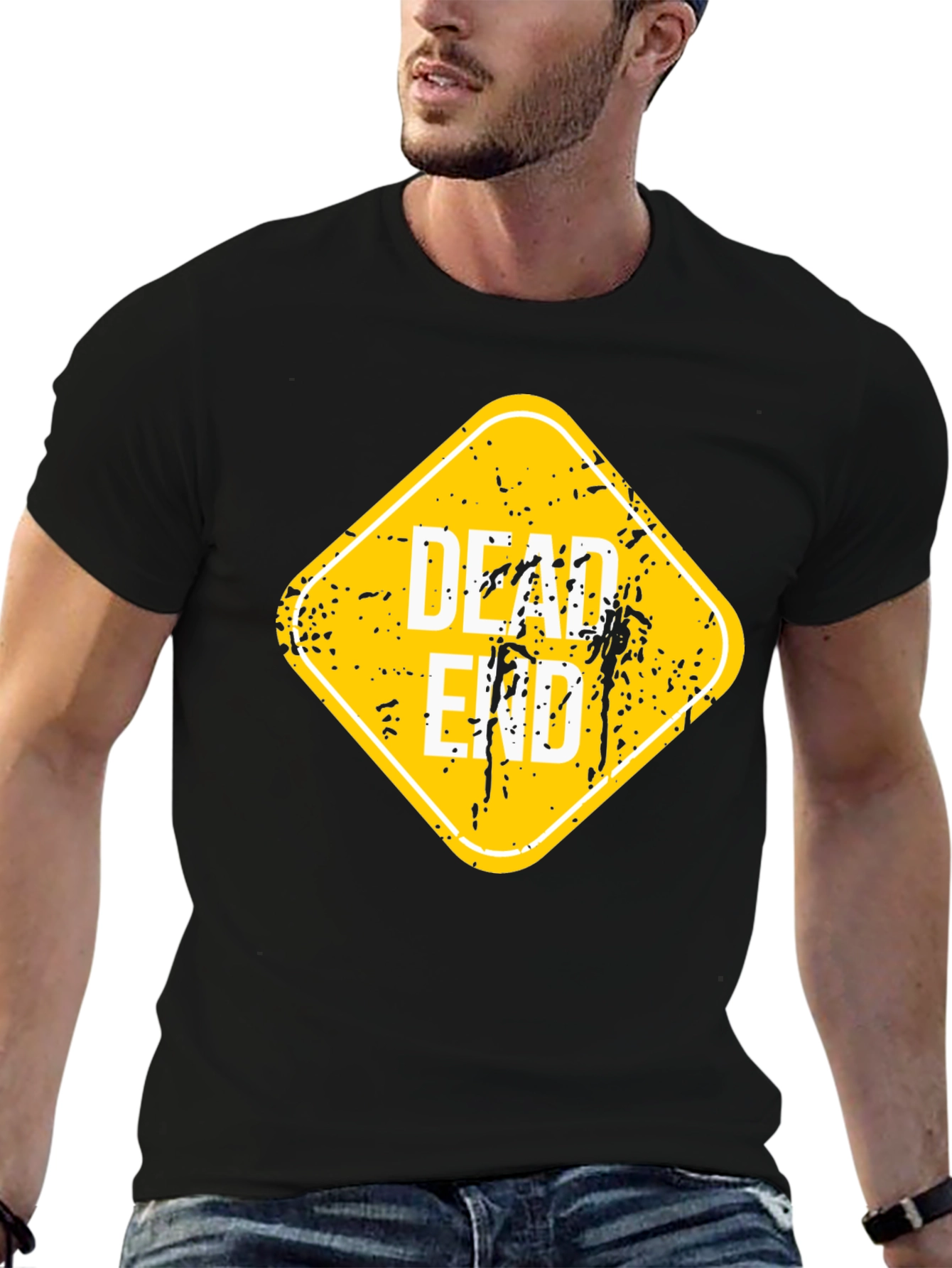 Dead End Sign Graphic T-Shirt - Black Cotton Tee