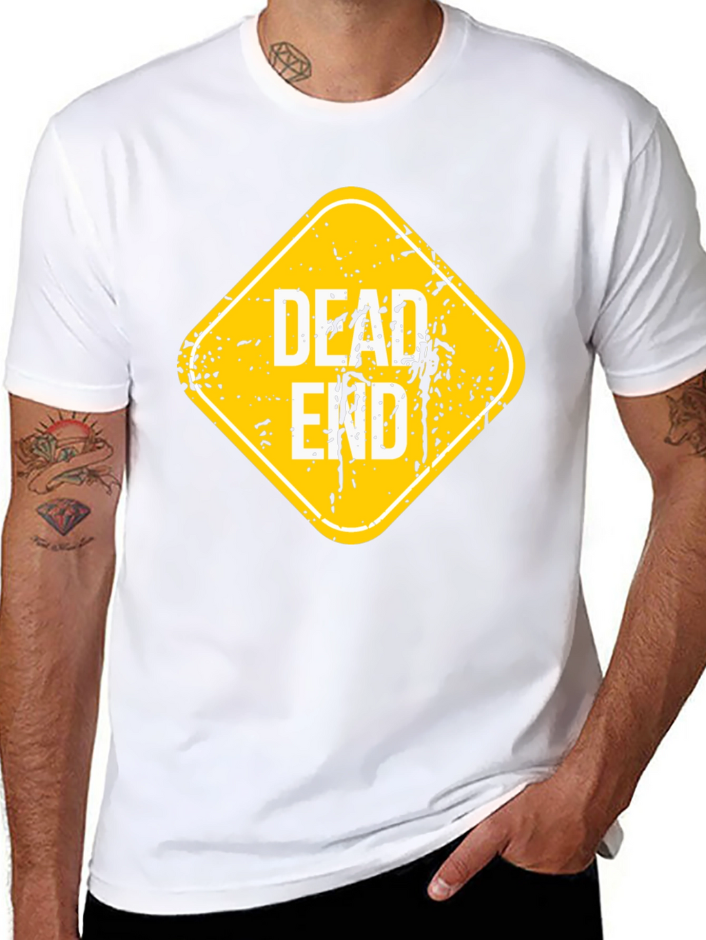 Dead End Sign Graphic T-Shirt - Black Cotton Tee