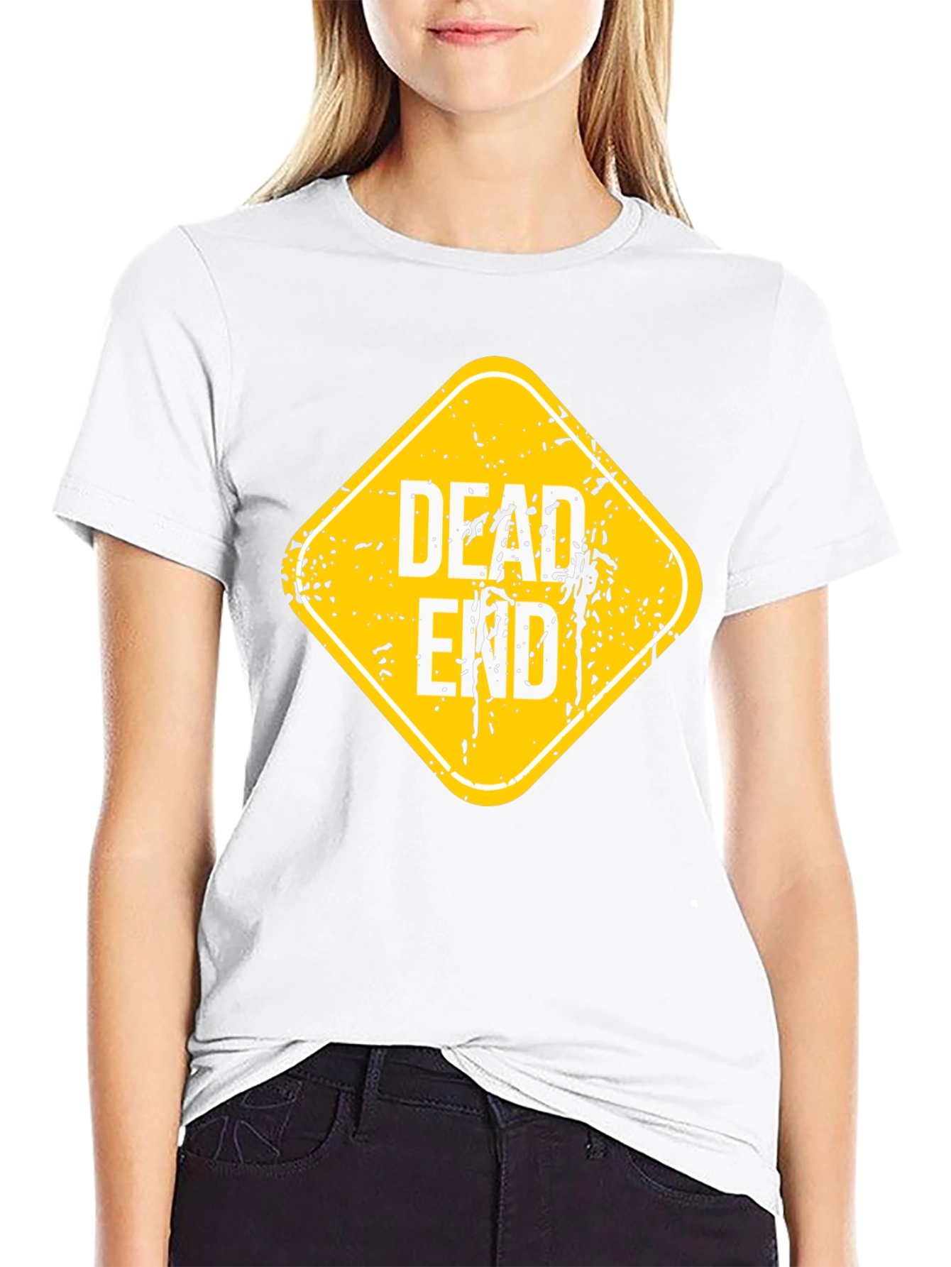 Dead End Sign Graphic T-Shirt - Black Cotton Tee