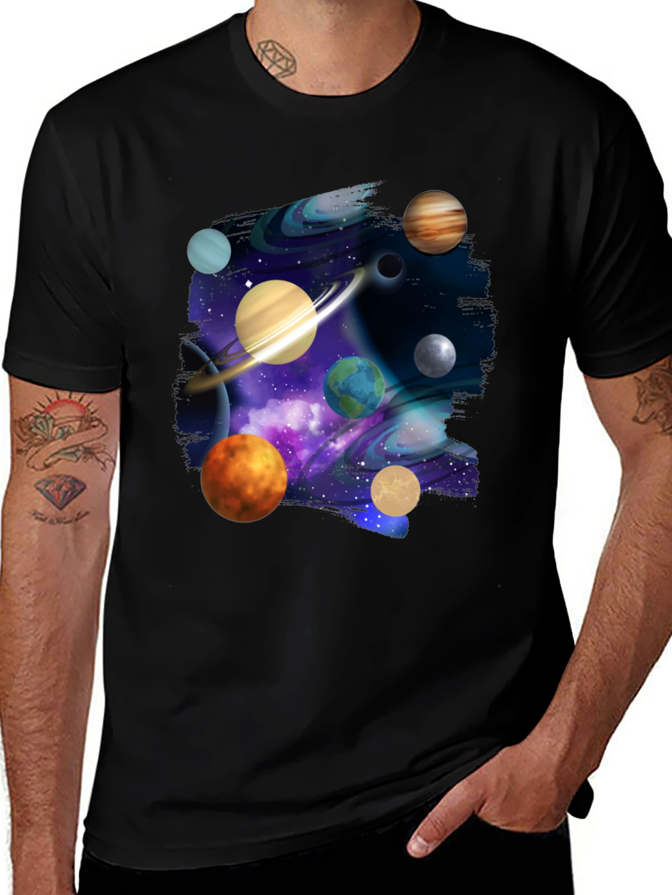 Cosmic Planets Black T-Shirt