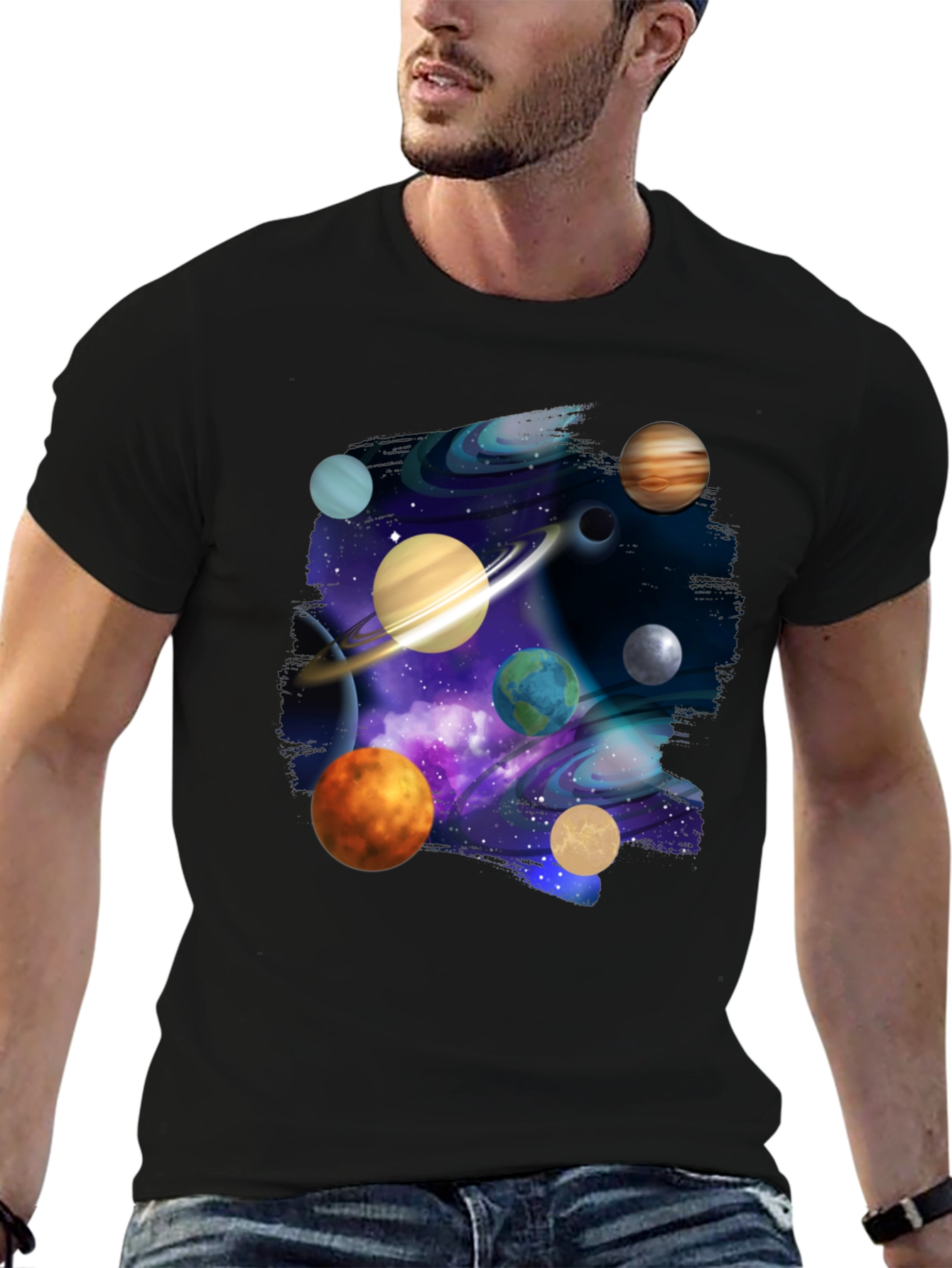 Cosmic Planets Black T-Shirt