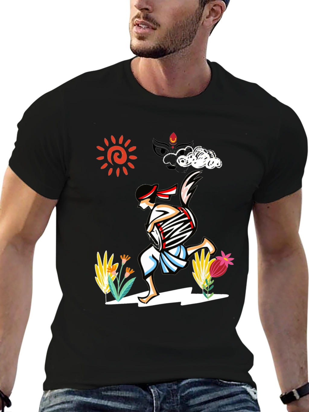 Rhythm Runner Graphic T-Shirt - Black Cotton Tee