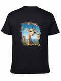 Giraffe Graphic Print Black T-Shirt